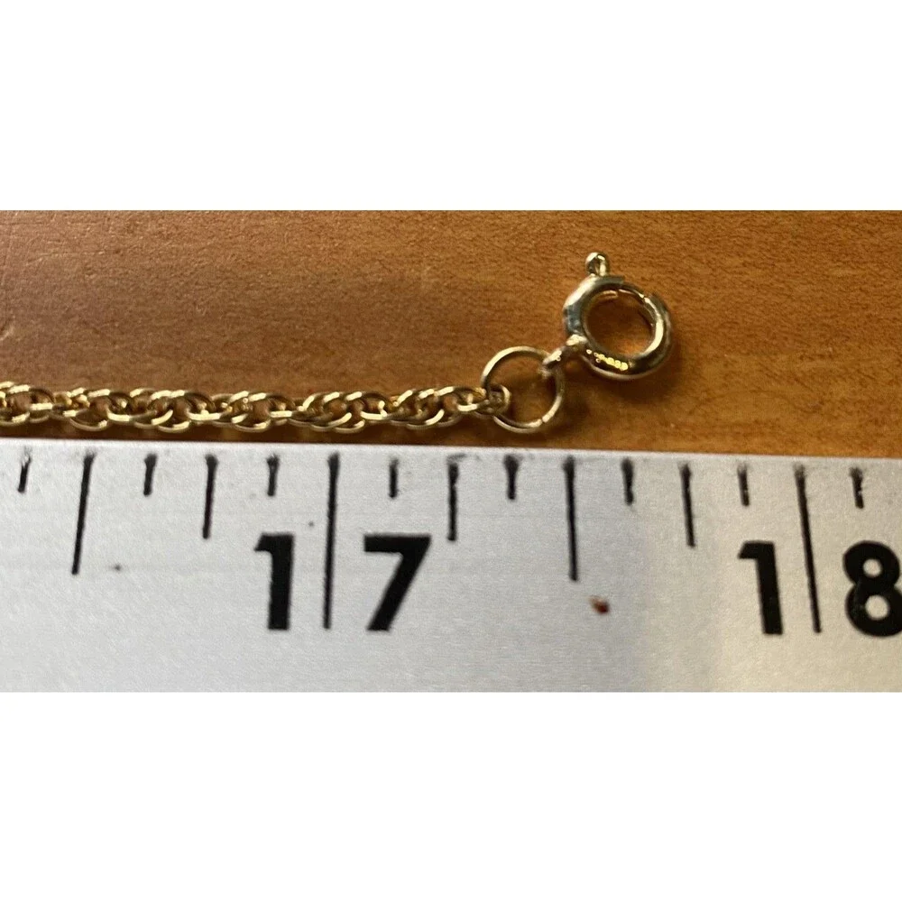 Gold Tone Rope Chain Necklace Spring Ring Clasp Yellow Link Dainty Style 17”